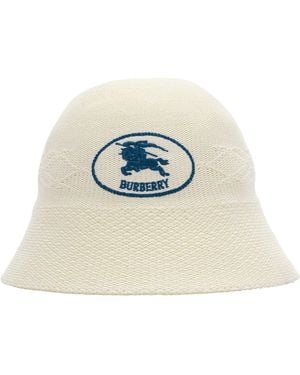 Burberry Knitted Knight Bucket Hat - White