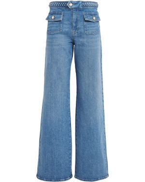 Maje Braided High-Rise Flared Jeans - Blue