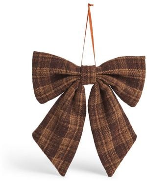 Luxury Garland Tartan Bow Tree Decoration - Brown