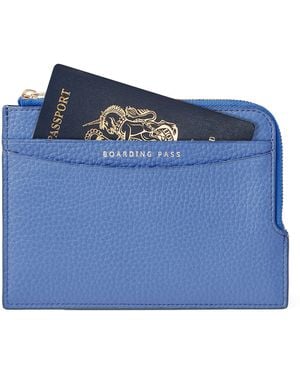 Aspinal of London Leather Zipped Travel Wallet - Blue