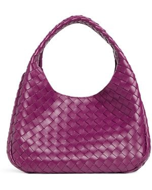 Bottega Veneta Medium Leather Intrecciato Campana Shoulder Bag - Purple
