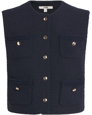 Maje Tweed Gilet - Blue