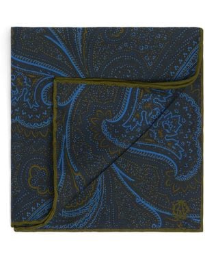 dunhill Mulberry Silk Paisley Pocket Square - Blue