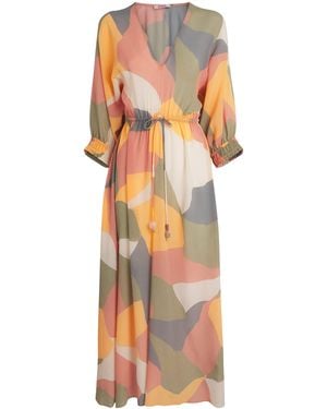 Eres Silk Printed Glow Maxi Dress - Orange
