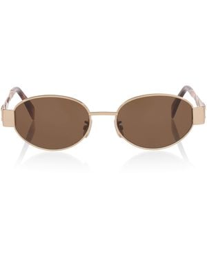 Celine Metal Triomphe Cl40235U Oval Sunglasses - Brown