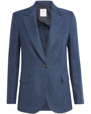 Eleventy Linen-Wool-Silk-Blend Blazer - Blue