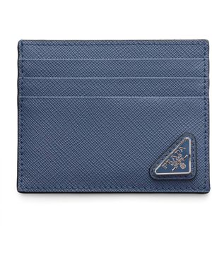 Prada Saffiano Leather Card Holder - Blue