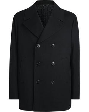 Canali Wool-Cashmere Pea Coat - Black