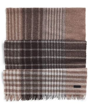 Emporio Armani Wool-Blend Check Scarf - Brown