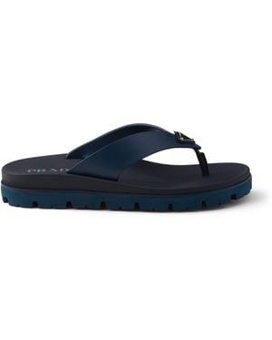 Prada Triangle Logo Flip Flips - Blue
