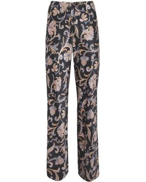 Veronica Beard Silk-Blend Paisley Straight Trousers - Grey