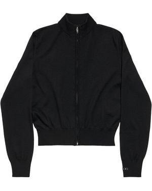 Balenciaga Wool Zip-Up Cardigan - Black