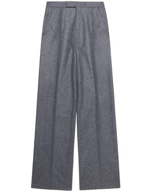Tom Ford Wool-Cashmere Colbert Wide-Leg Pants - Grey