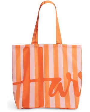 Harrods Logo Pocket Shopper Bag - Orange
