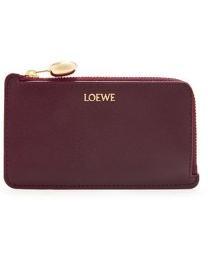 Loewe Leather Pebble Card Holder - Purple