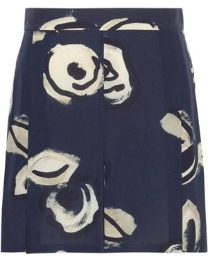 Max Mara Silk Printed Shorts - Blue