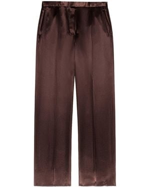 Tom Ford Silk Satin Wide-Leg Trousers - Brown