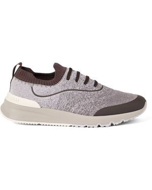 Brunello Cucinelli Cotton-Knit Running Shoes - Brown
