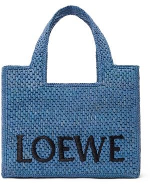 Loewe X Paula's Ibiza Small Raffia Font Tote Bag - Blue