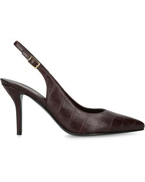 Gina Croc-Embossed Leather Garland Slingback Court Shoes 85 - Brown