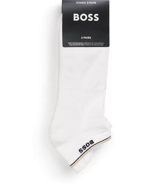 BOSS Logo Stripe Socks - White