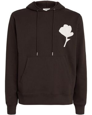 Sandro Cotton Floral-Patch Hoodie - Black