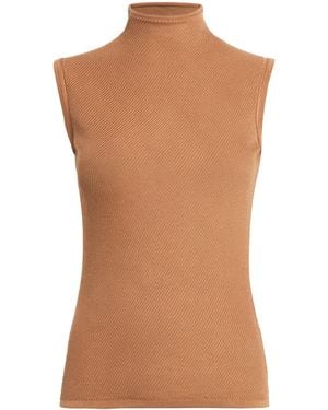Colombo Silk High-Neck Top - Brown