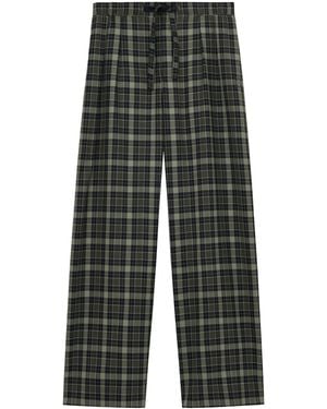 Loewe Wool-Blend Check Drawstring-Waist Pants - Gray
