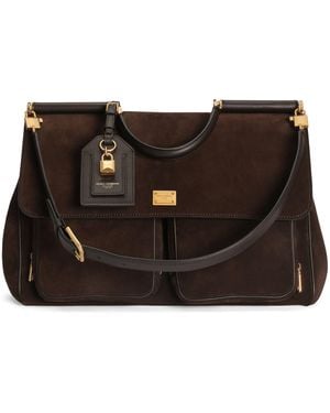 Dolce & Gabbana Suede My Sicily Top-Handle Bag - Black