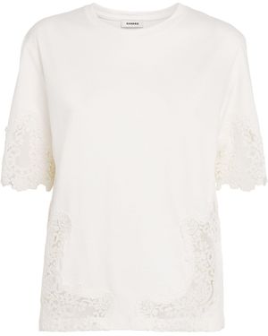 Sandro Cotton Lace T-Shirt - White