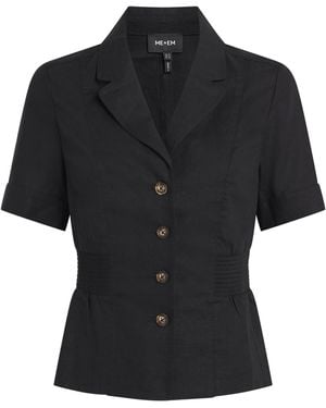 ME+EM Linen-Blend Soft Sculpt Top - Black