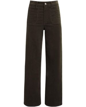 FRAME Corduroy Le Slim Palazzo Wide-Leg Jeans - Black