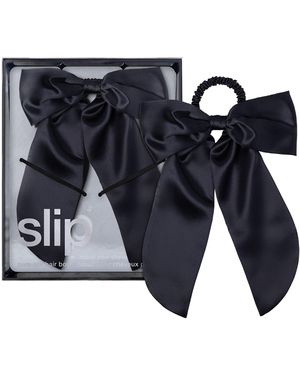 Slip Mulberry Silk Hair Bow - Blue