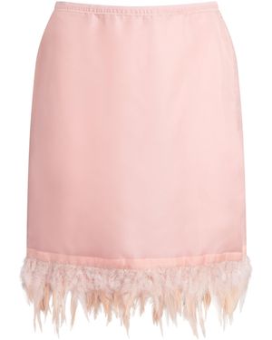 STAUD Silk Feather-Trim Lark Skirt - Pink