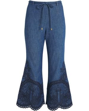 Zimmermann Denim Coco Flared Pants - Blue