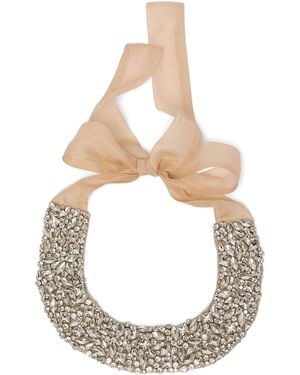 Marina Rinaldi Embellished Silk Choker - Metallic