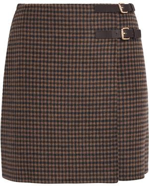 Claudie Pierlot Wool-Blend Check Mini Skirt - Brown