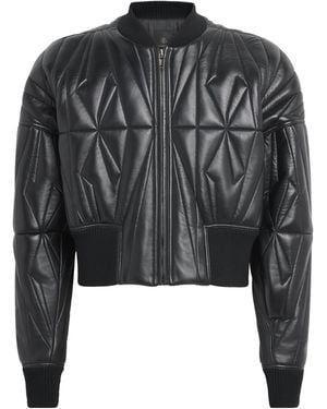 Rick Owens X Moncler Leather Geocamo Cropped Bomber Jacket - Black