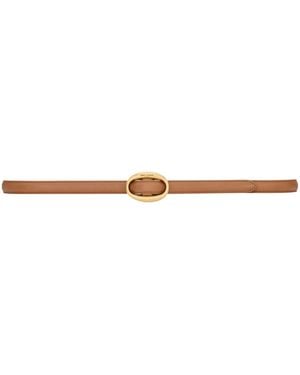 Saint Laurent Leather Oval Buckle Belt - Natural