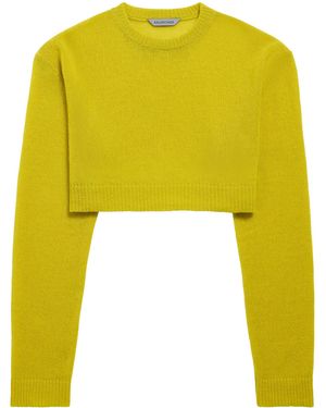 Balenciaga Cashmere Crew-Neck Cropped Jumper - Yellow