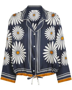 Sandro Silk Floral Print Shirt - Blue
