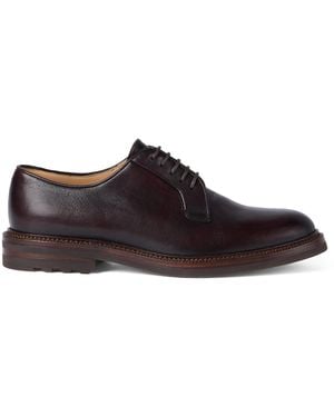 Brunello Cucinelli Burnished Calfskin Derby Shoes - Brown