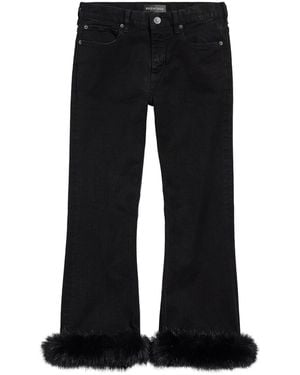 Balenciaga Faux Fur-Trim Capri Trousers - Black