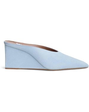 Alaïa Suede Cube Wedge Mules 75 - Blue