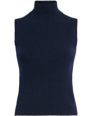 Safiyaa Wool-Cashmere Sleeveless High-Neck Sweater - Blue