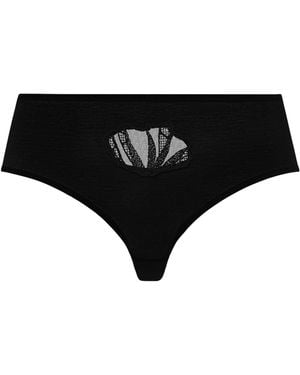 Hanro Cotton Lace-Detail Rosaria Briefs - Black