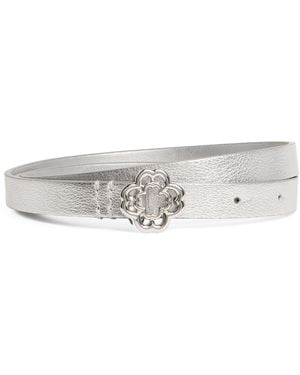 Maje Metallic Leather Belt - Grey