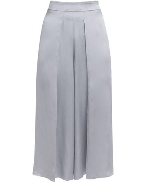 Eleventy Silk Cropped Pleated Trousers - Grey