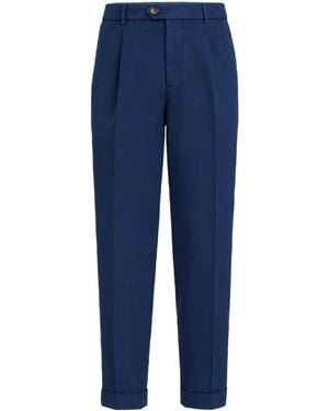 Brunello Cucinelli Cotton Pleated Trousers - Blue