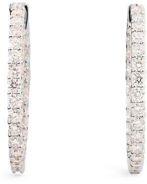 Harrods And Diamond Hoop Earrings - White